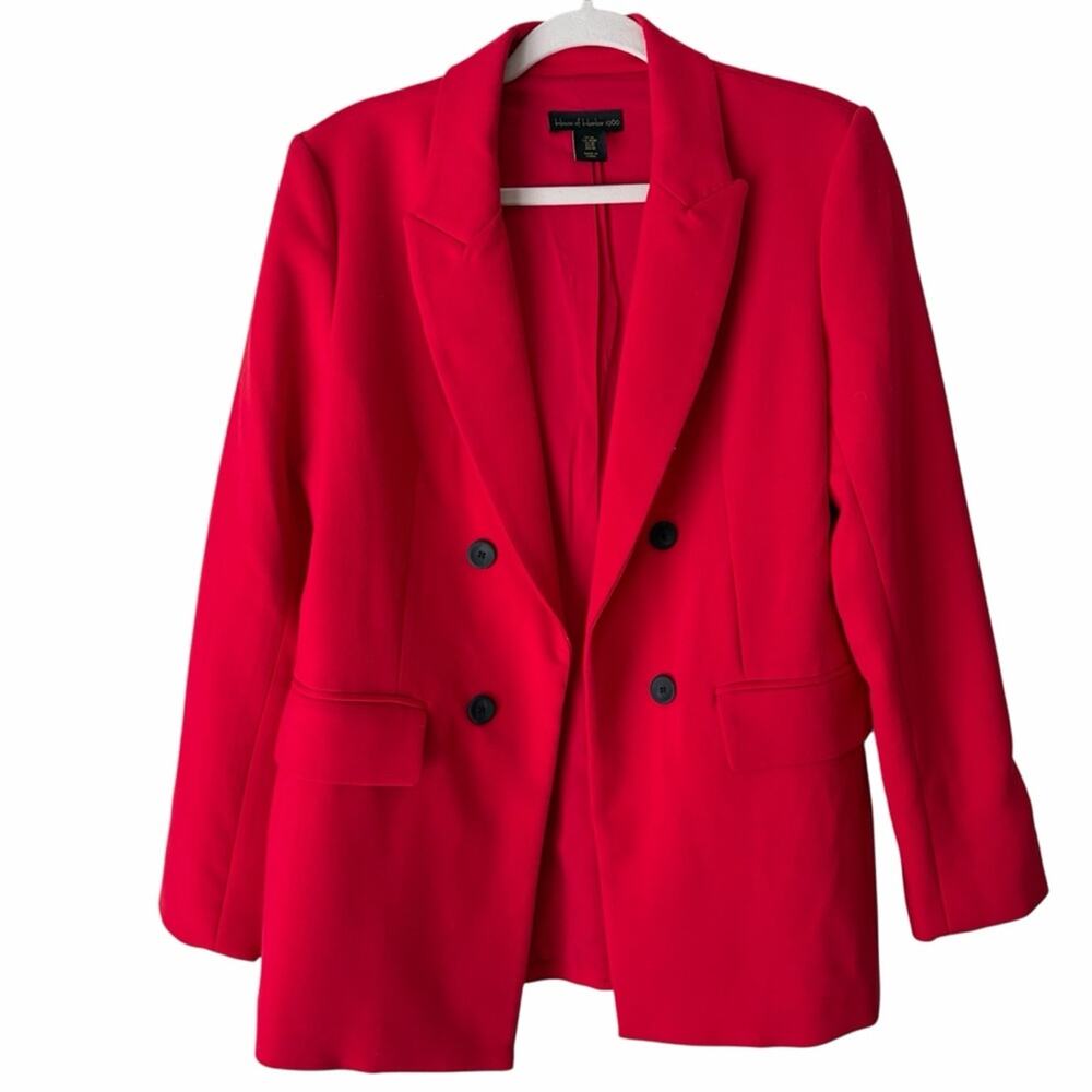 House of Harlow 1960 | Double Breasted Button Front Blazer Jacket Red Medium